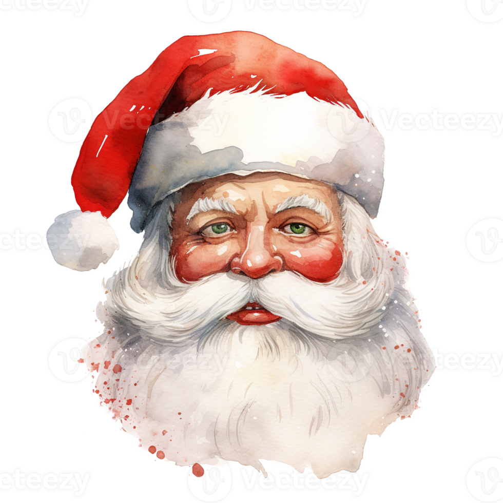 AI generated Santa Head For Christmas Event. Watercolor Style. AI Generated png
