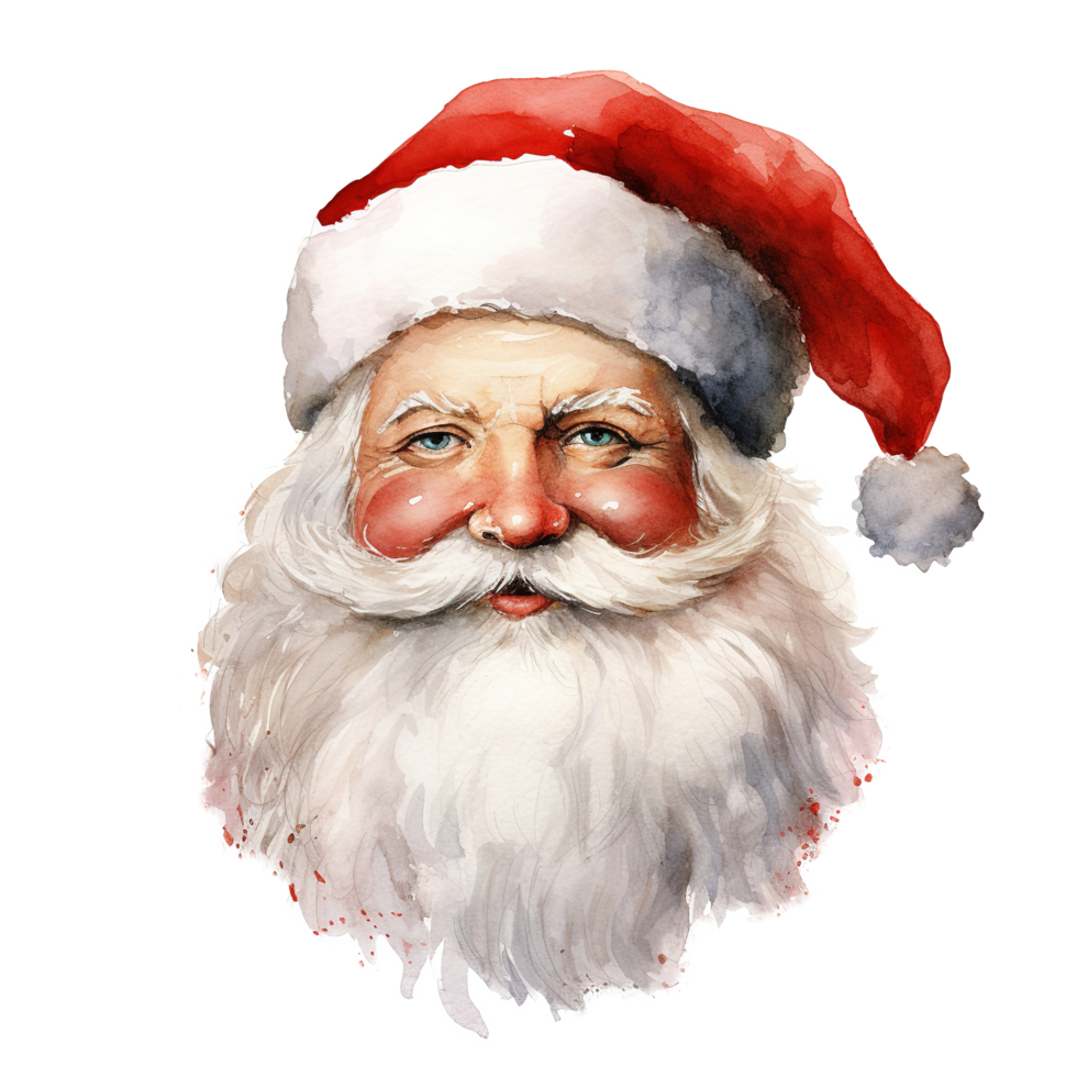 ai generiert Santa Kopf zum Weihnachten Fall. Aquarell Stil. ai generiert png