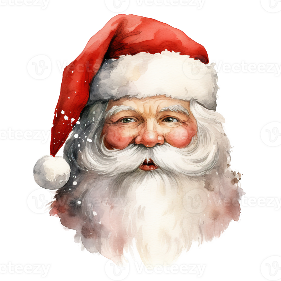AI generated Santa Head For Christmas Event. Watercolor Style. AI Generated png