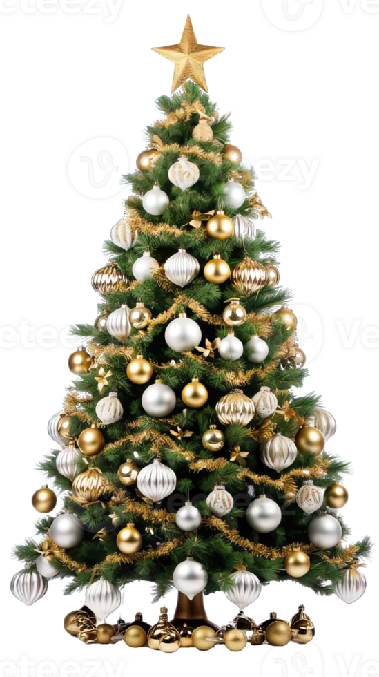 AI generated PNG. Decorated Christmas tree isolated on a transparent background. png