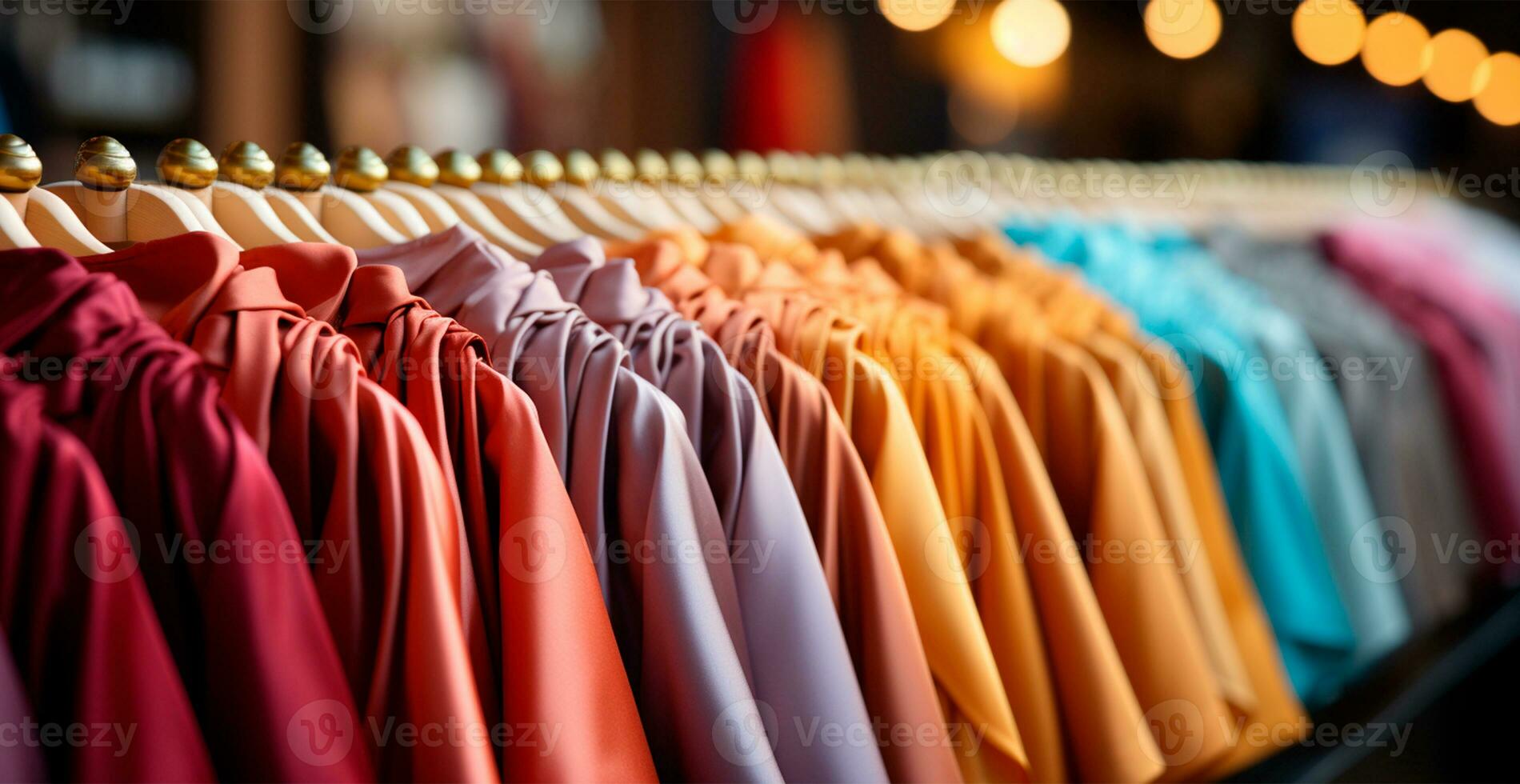 AI generated Clothing store, display cases and racks with clothes - AI generated image photo