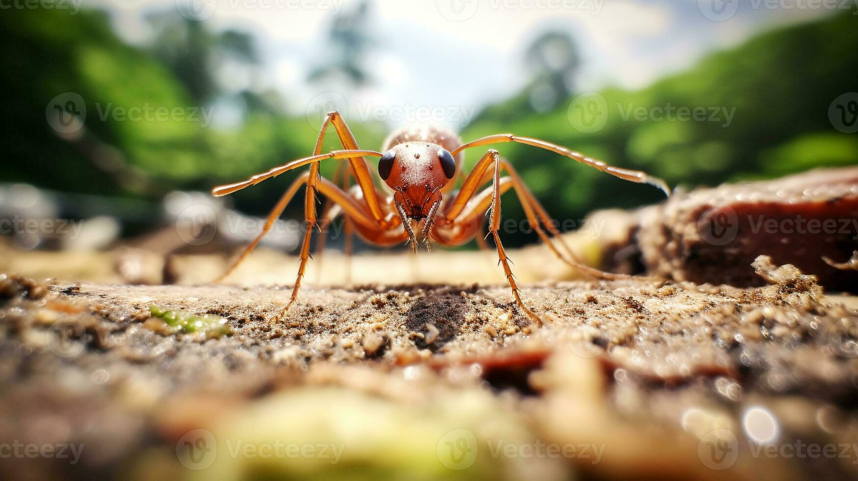 AI generated Photo of Weaver Ant on a ground. Generative AI