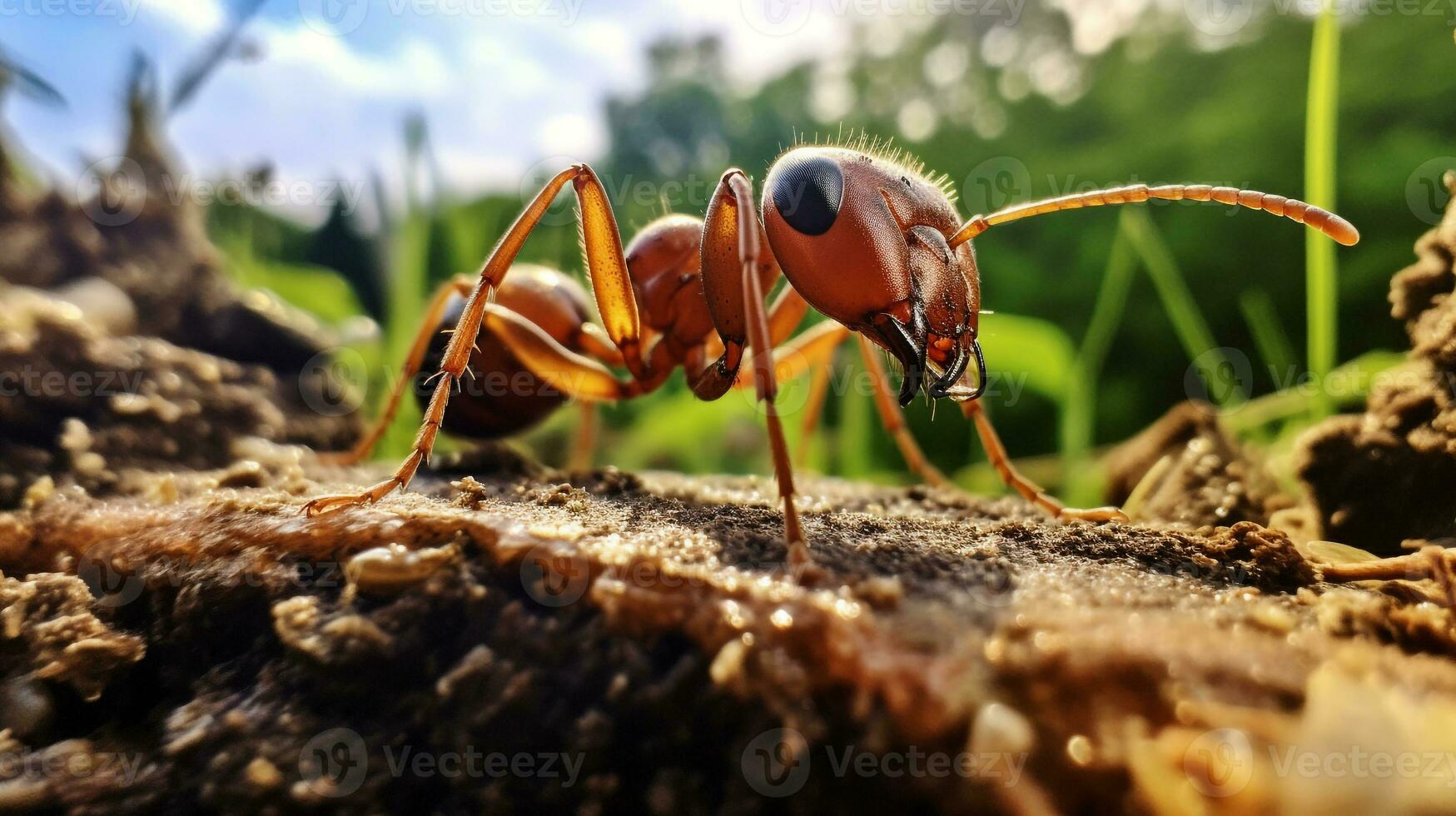 AI generated Photo of Weaver Ant on a ground. Generative AI