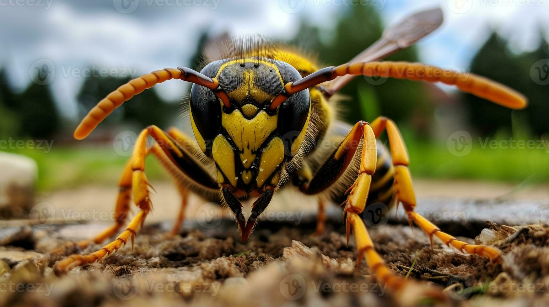 AI generated Photo of Yellow Jacket on a ground. Generative AI