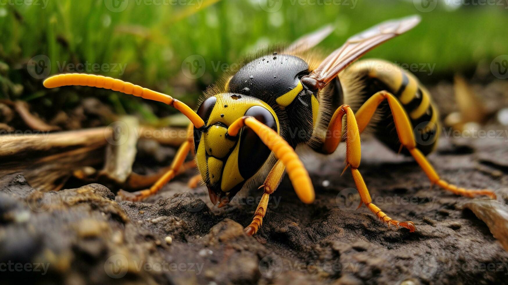 AI generated Photo of Yellow Jacket on a ground. Generative AI