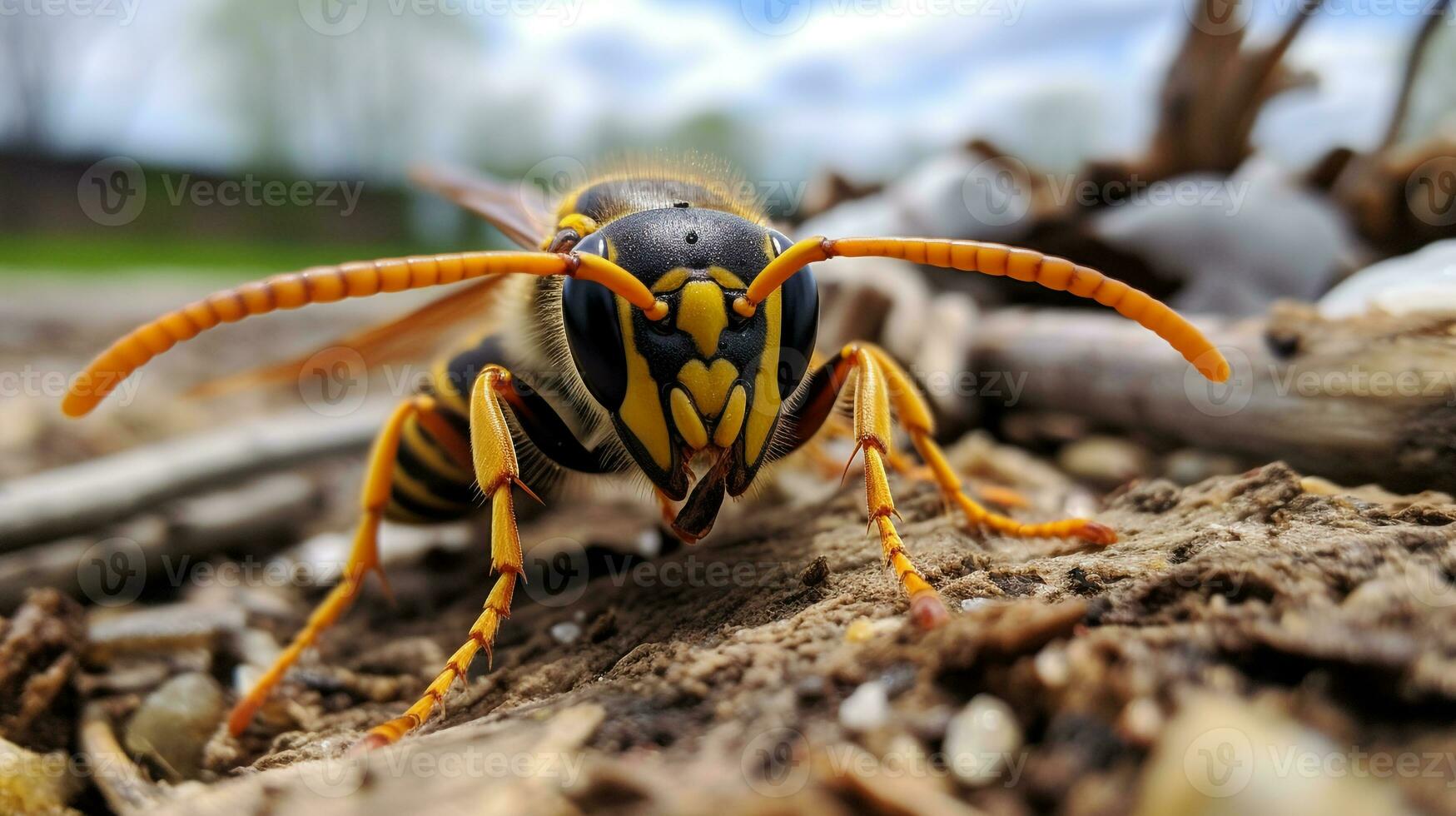 AI generated Photo of Yellow Jacket on a ground. Generative AI