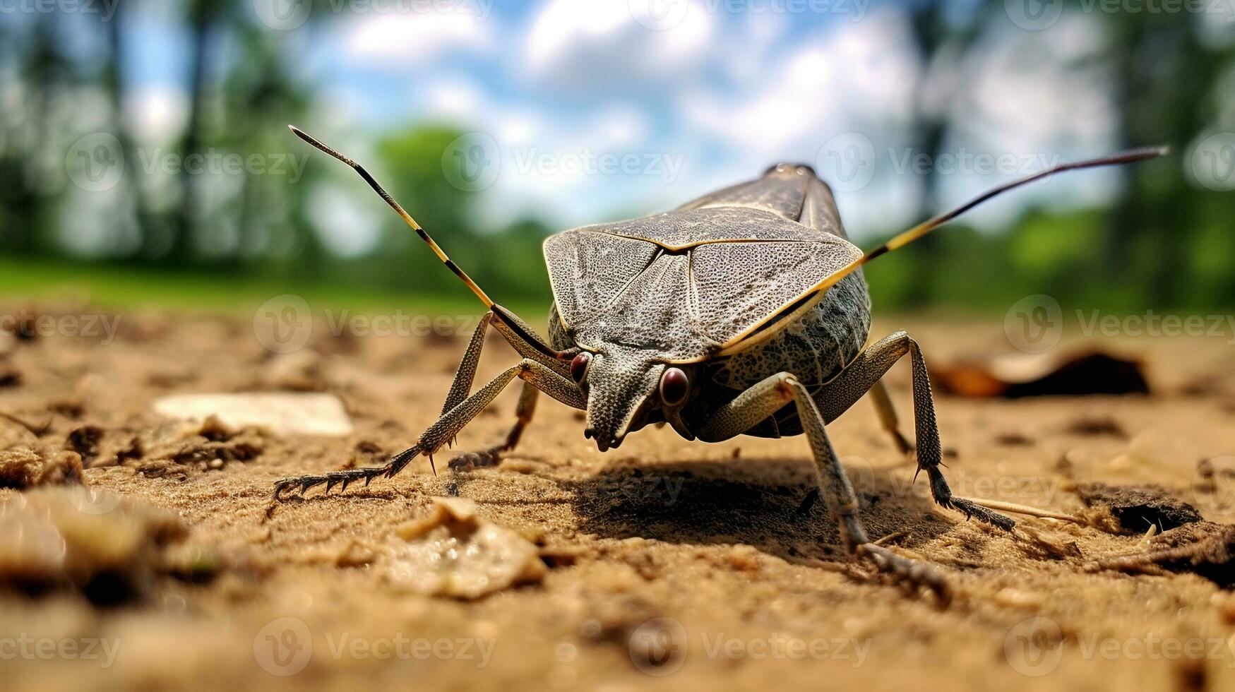 AI generated Photo of Stink Bug on a ground. Generative AI