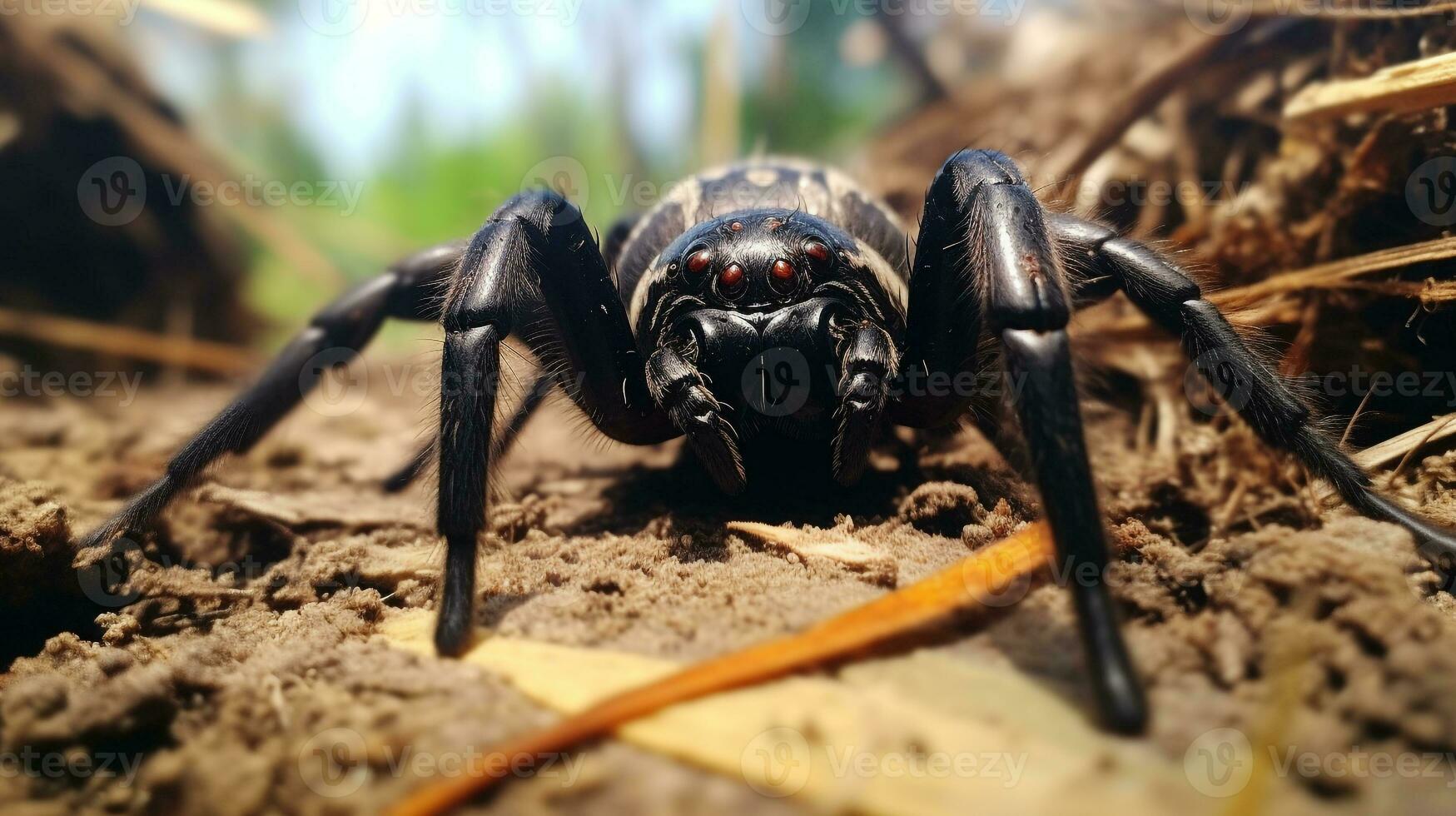 AI generated Photo of Trapdoor Spider on a ground. Generative AI