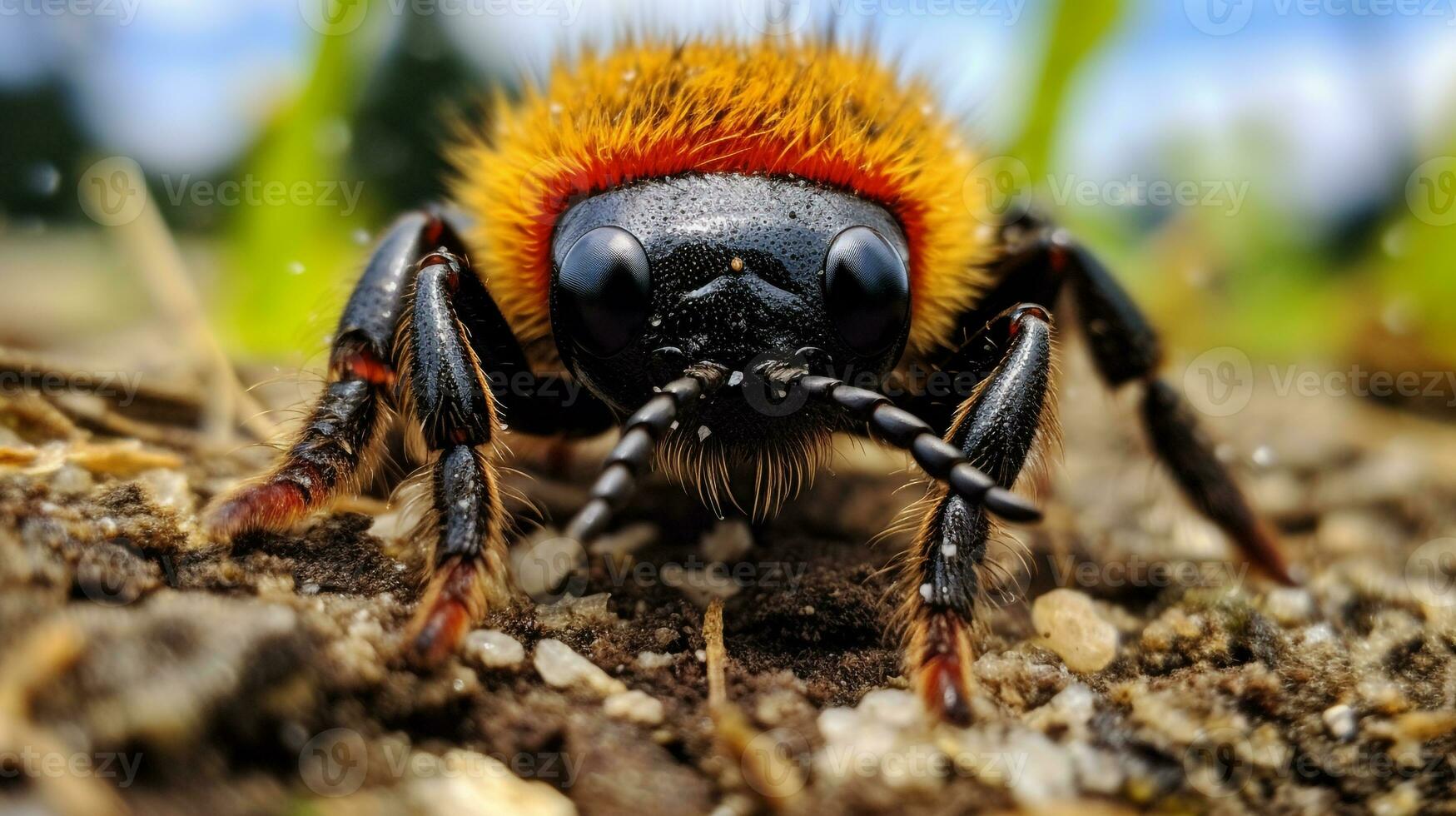 AI generated Photo of Velvet Ant on a ground. Generative AI