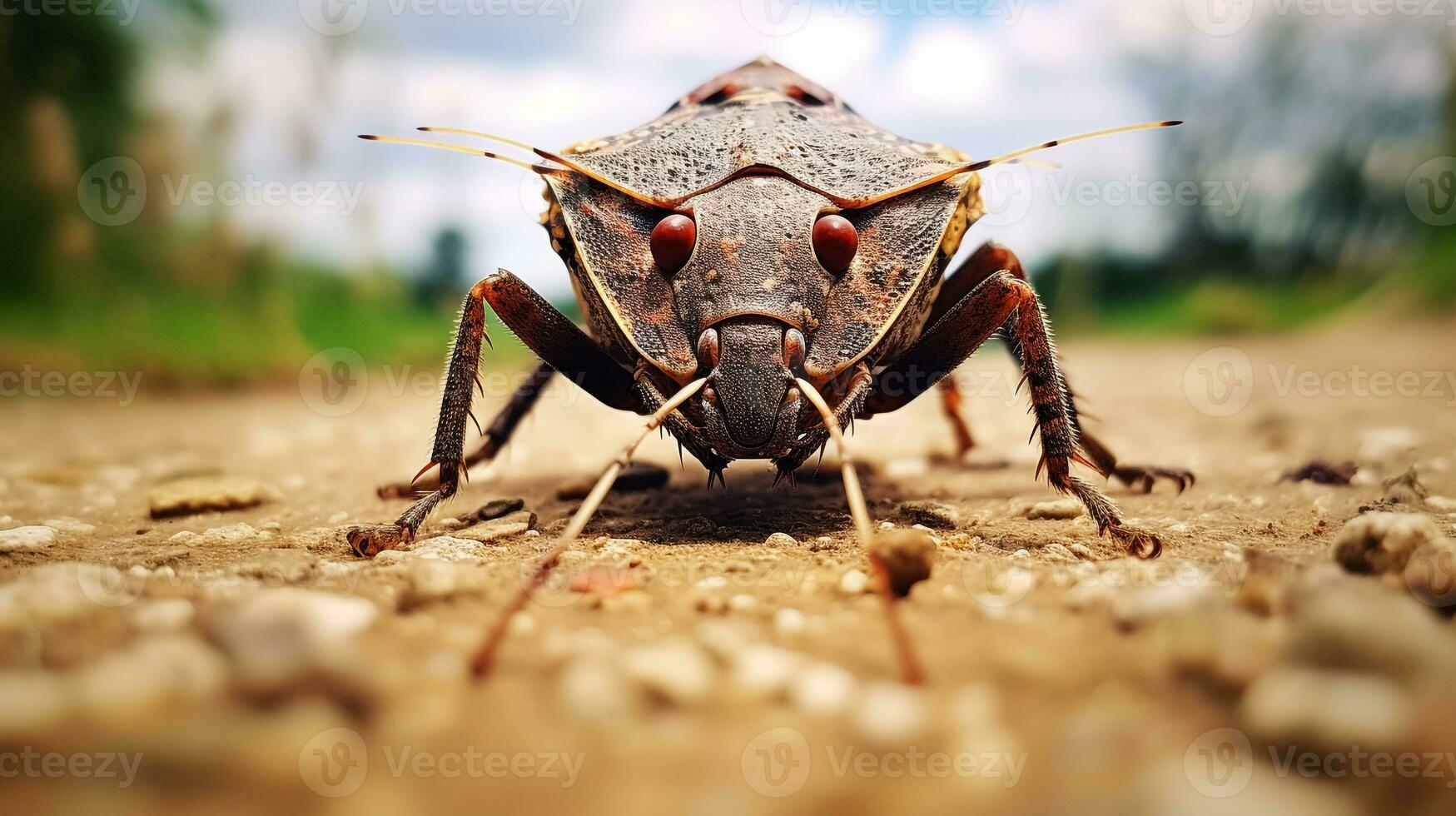 AI generated Photo of Stink Bug on a ground. Generative AI