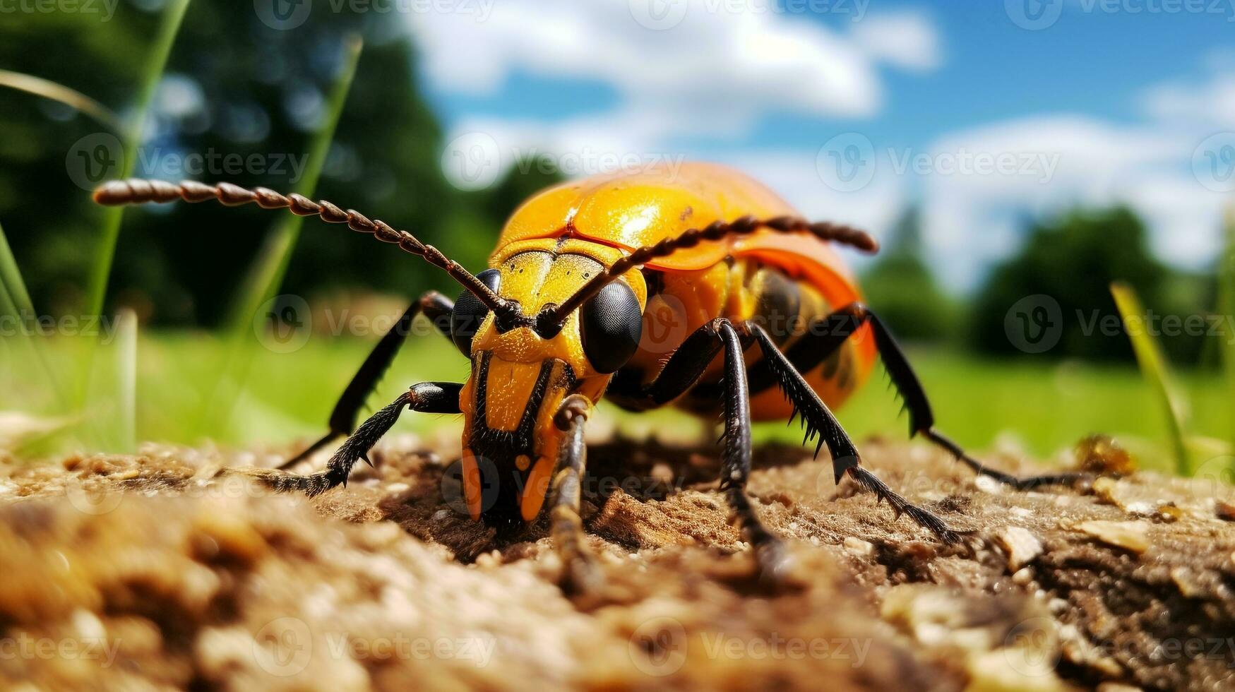 AI generated Photo of Soldier Beetle on a ground. Generative AI