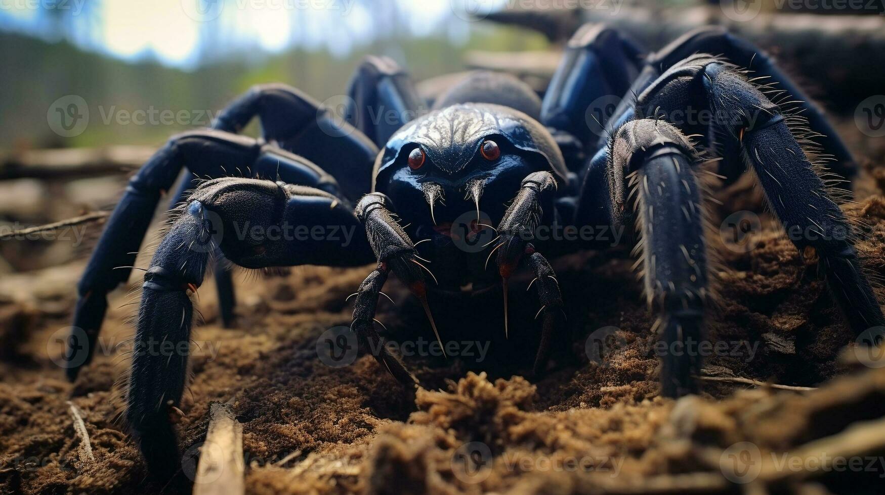 AI generated Photo of Trapdoor Spider on a ground. Generative AI