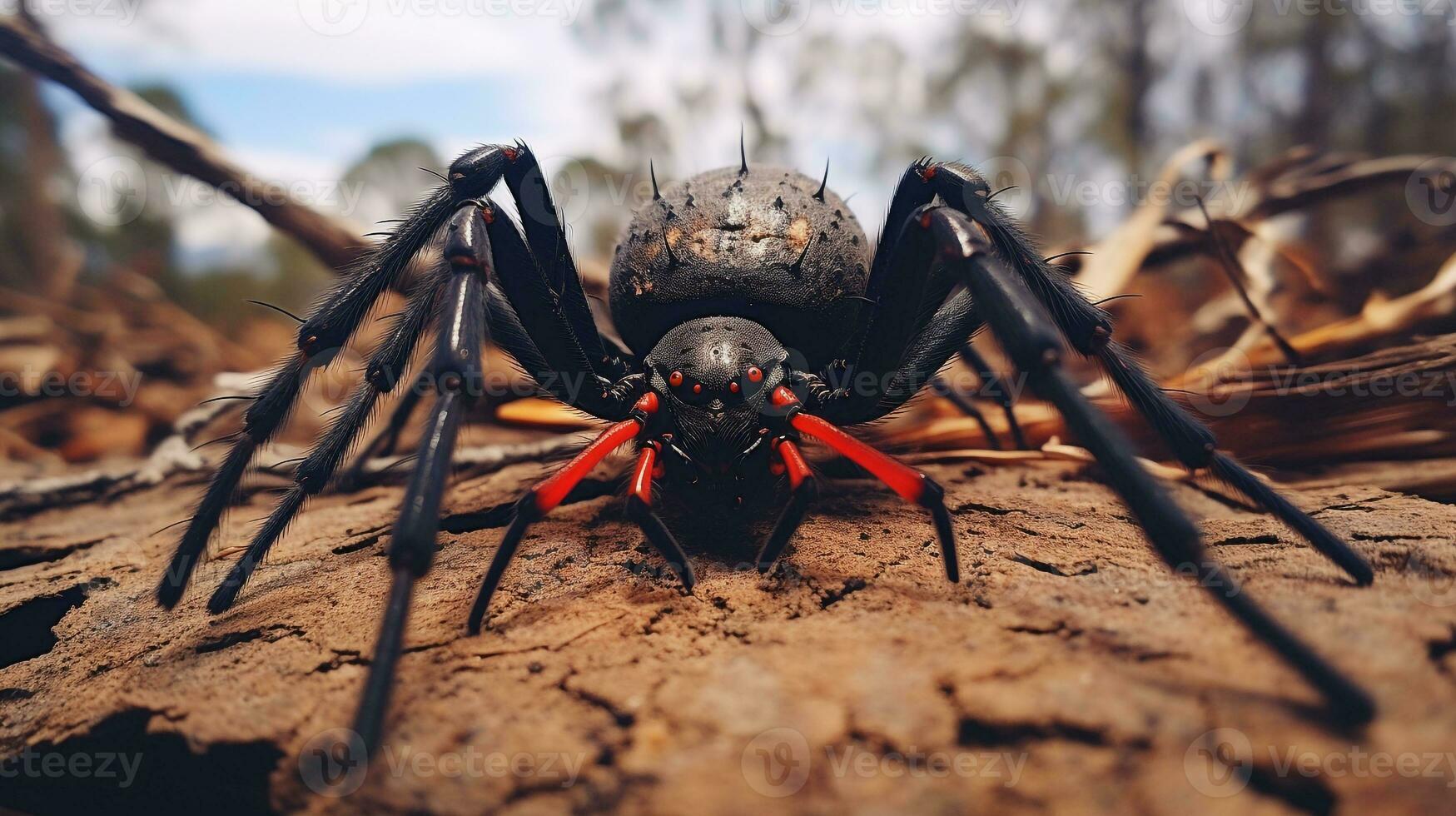 ai generado foto de pelirrojo araña en un suelo. generativo ai