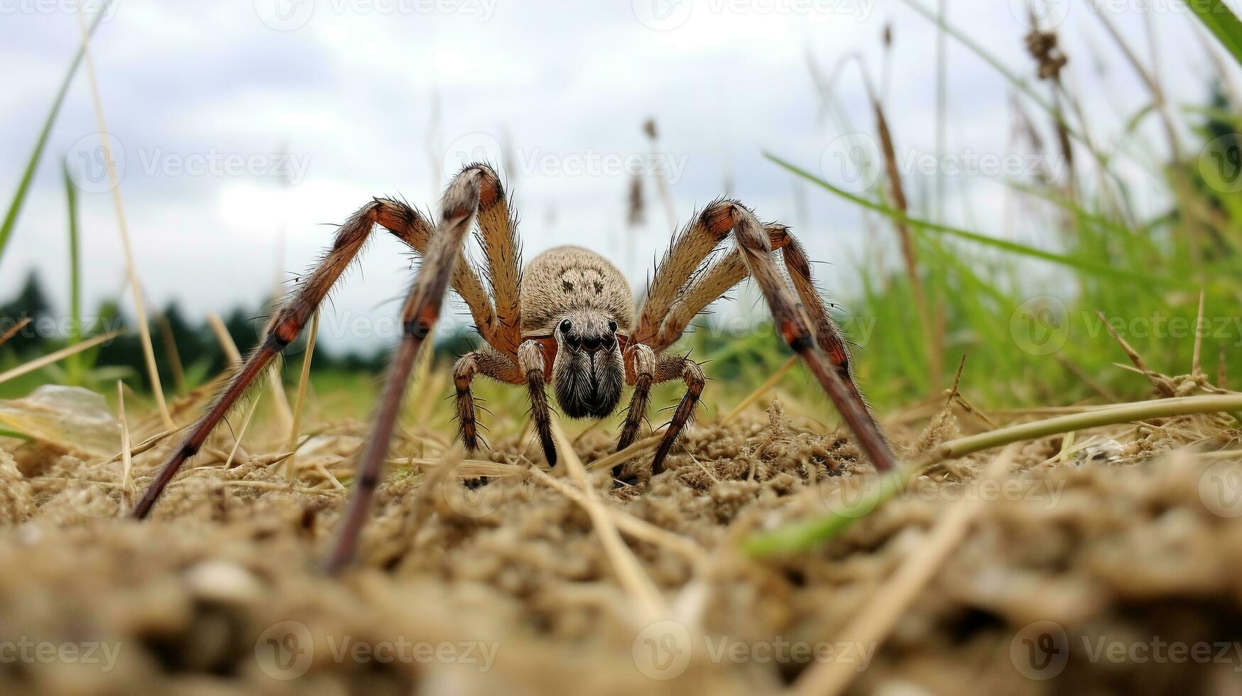 ai generado foto de guardería web araña en un suelo. generativo ai