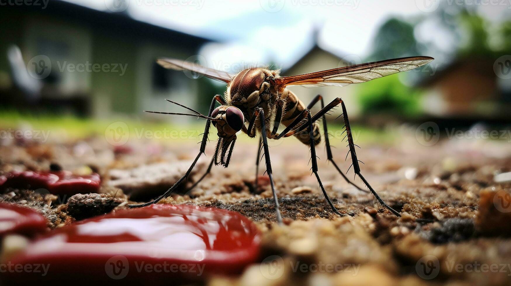 ai generado foto de mosquito halcón en un suelo. generativo ai