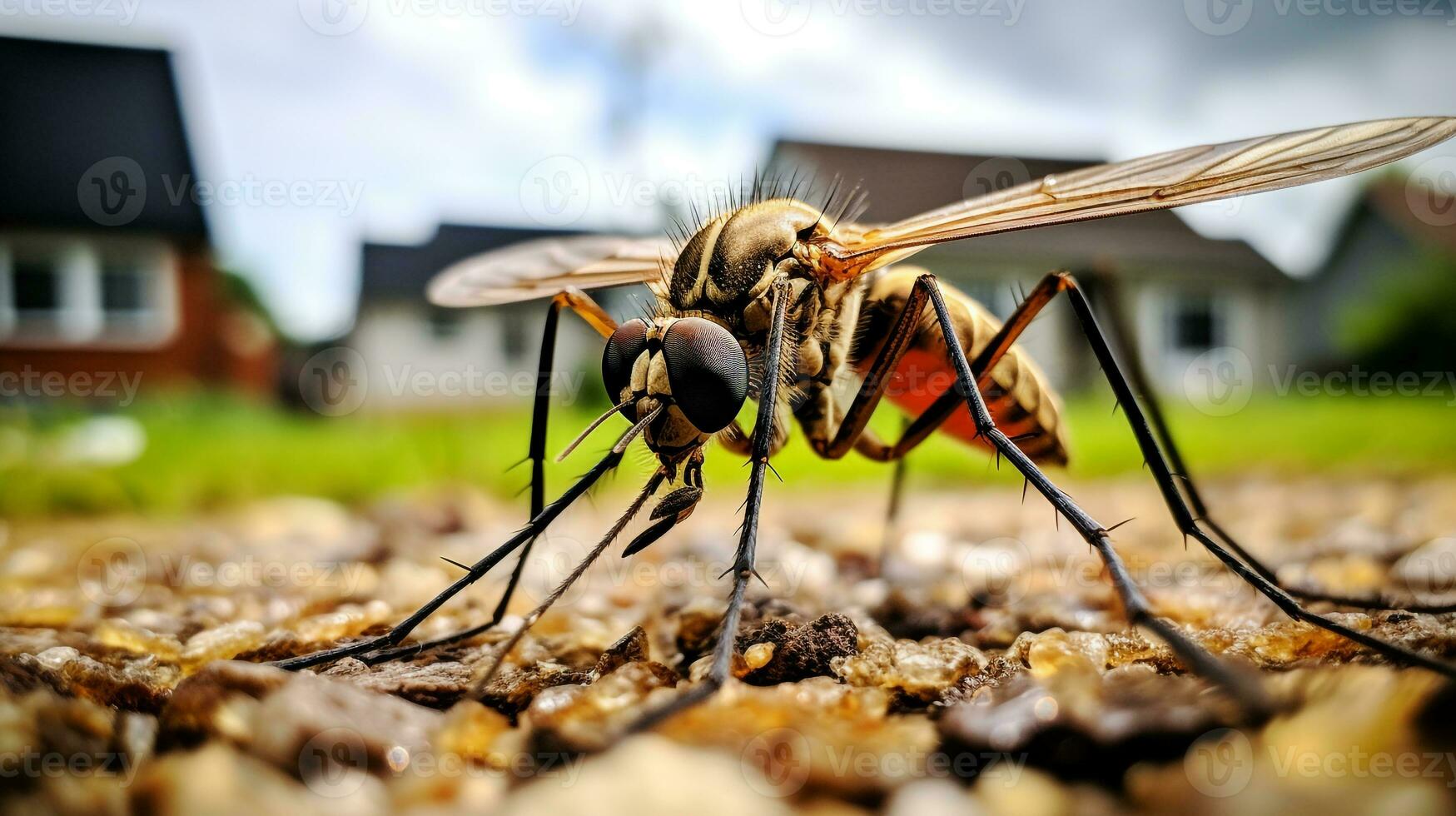 AI generated Photo of Mosquito Hawk on a ground. Generative AI