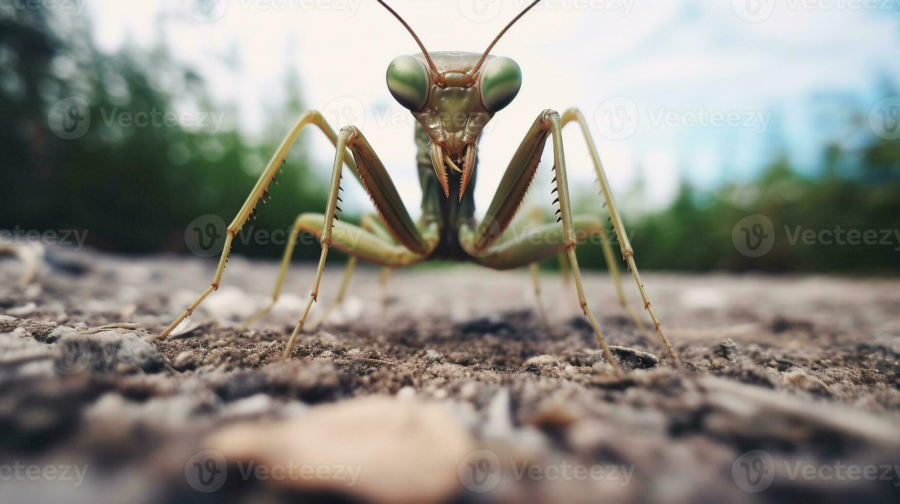 ai generado foto de mantis en un suelo. generativo ai