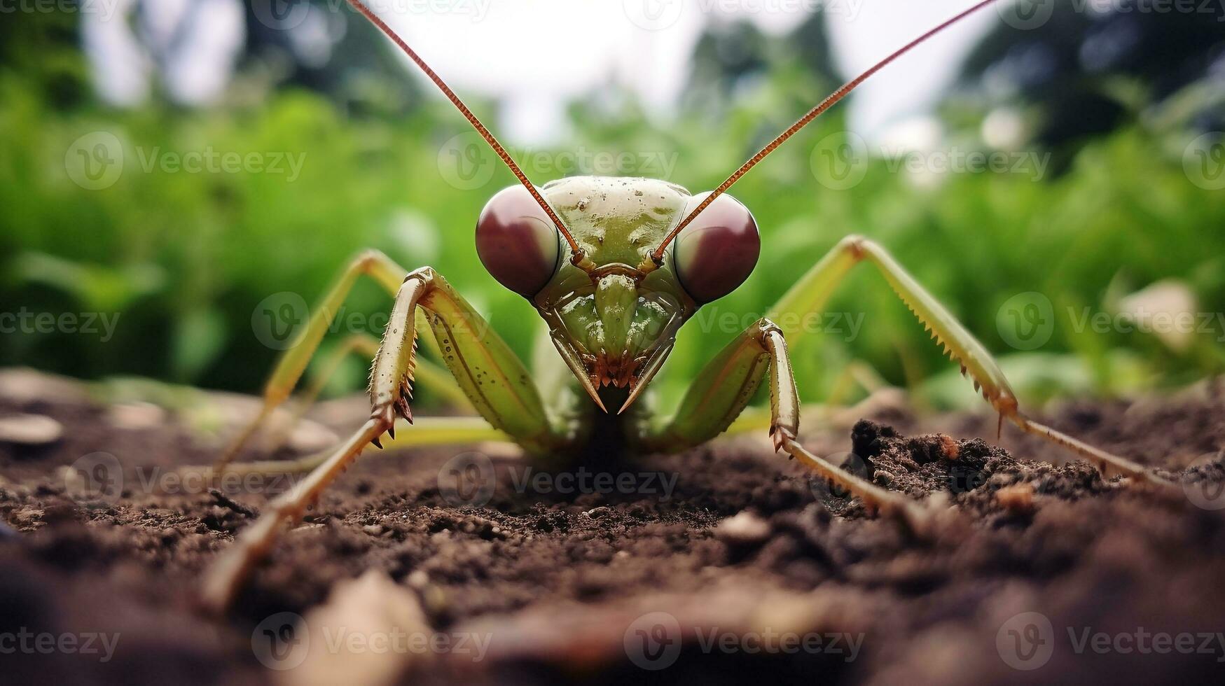 AI generated Photo of Mantis on a ground. Generative AI