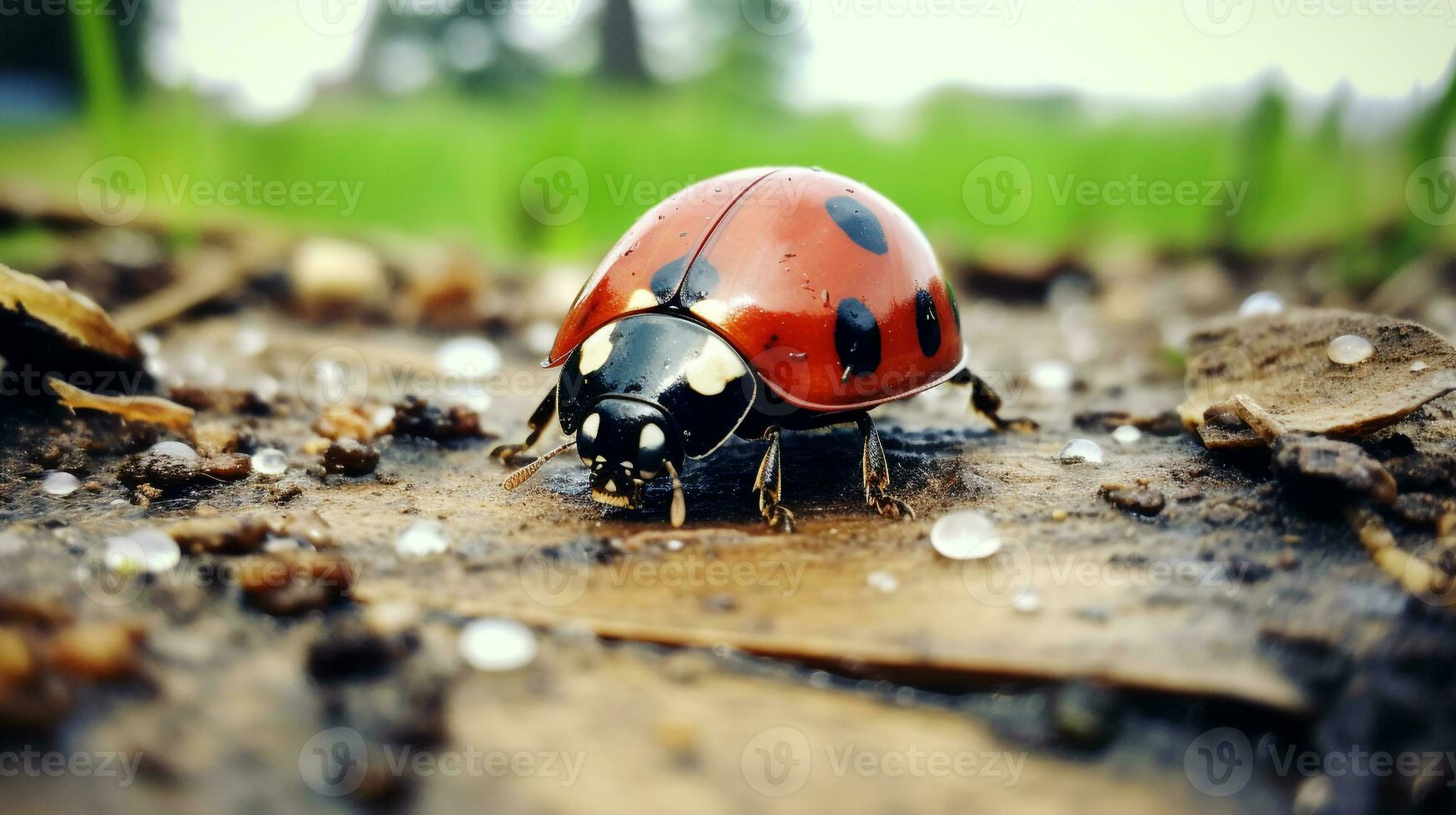 AI generated Photo of Ladybird Beetle on a ground. Generative AI