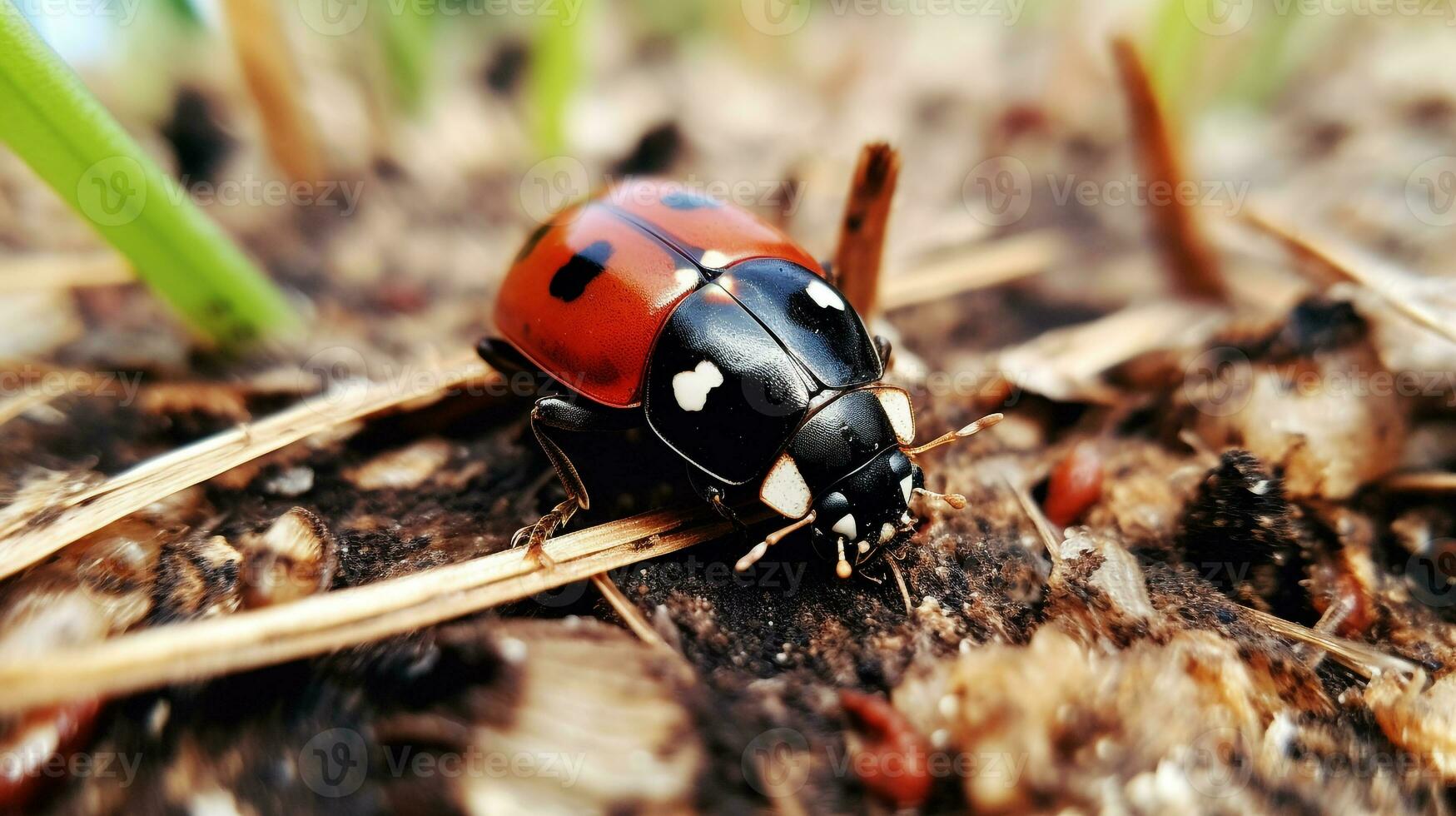 AI generated Photo of Ladybird Beetle on a ground. Generative AI