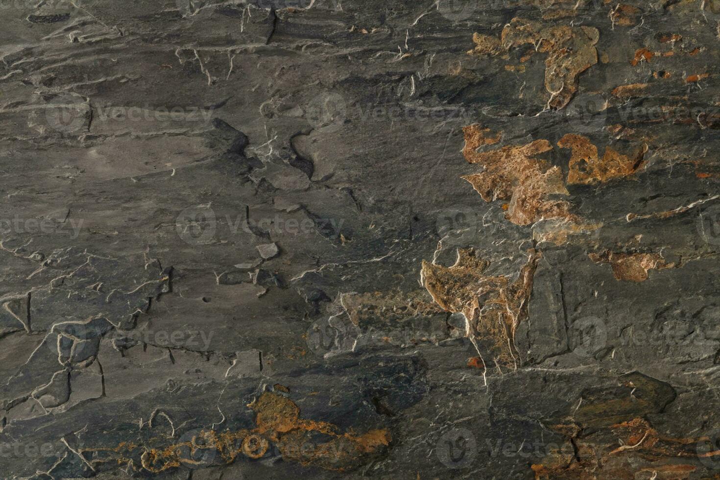 Textured dark slate stone background with natural minerals photo