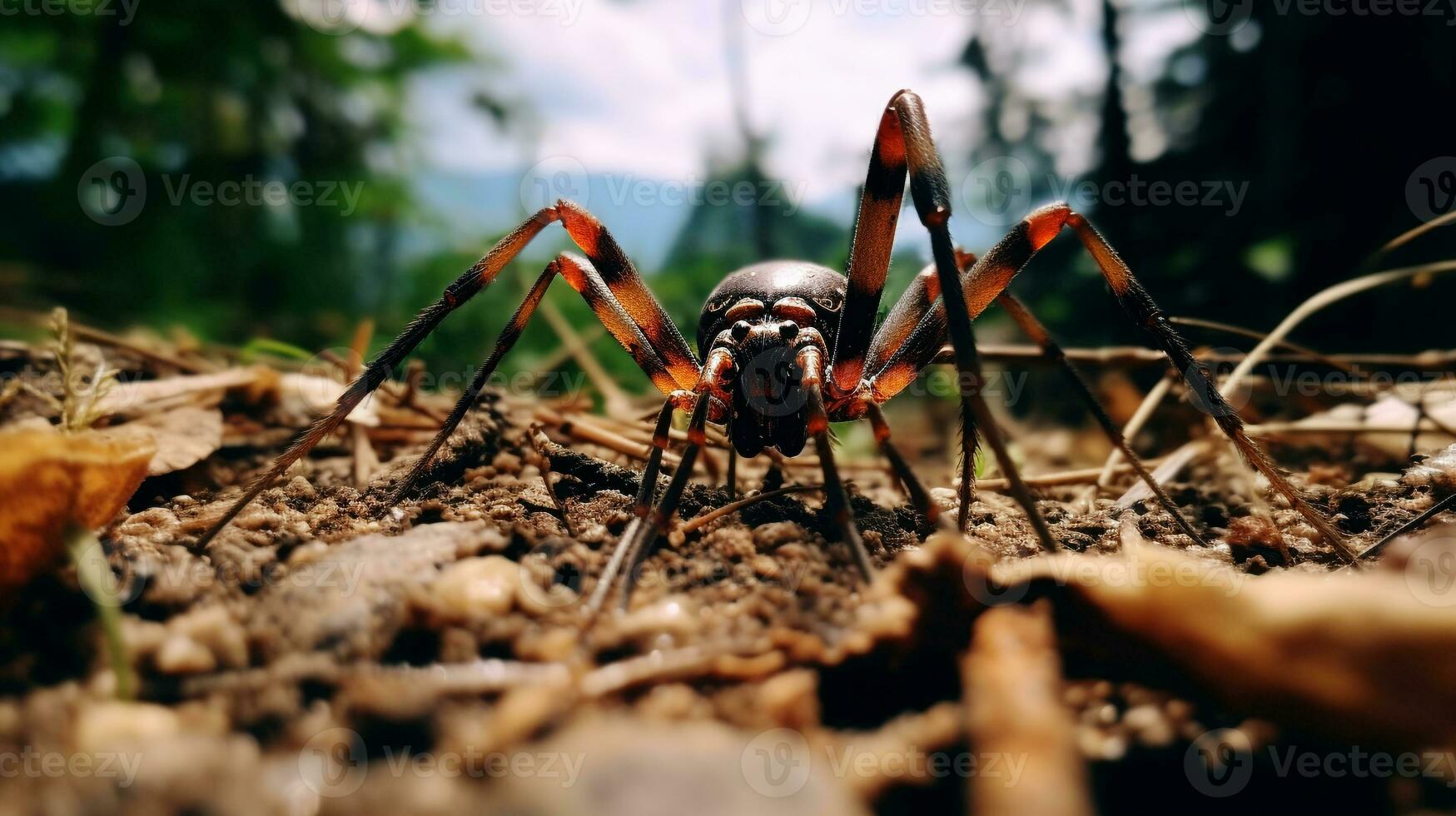 AI generated Photo of Harvestman Spider on a ground. Generative AI