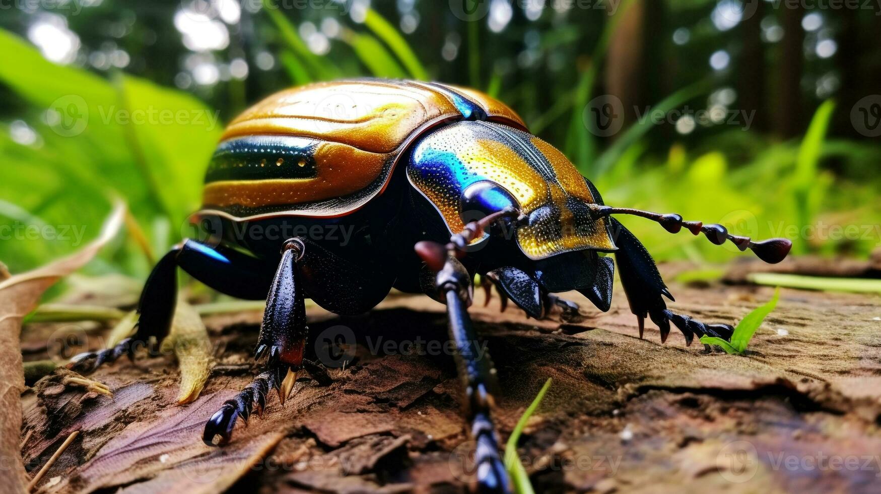 AI generated Photo of Goliath Beetle on a ground. Generative AI