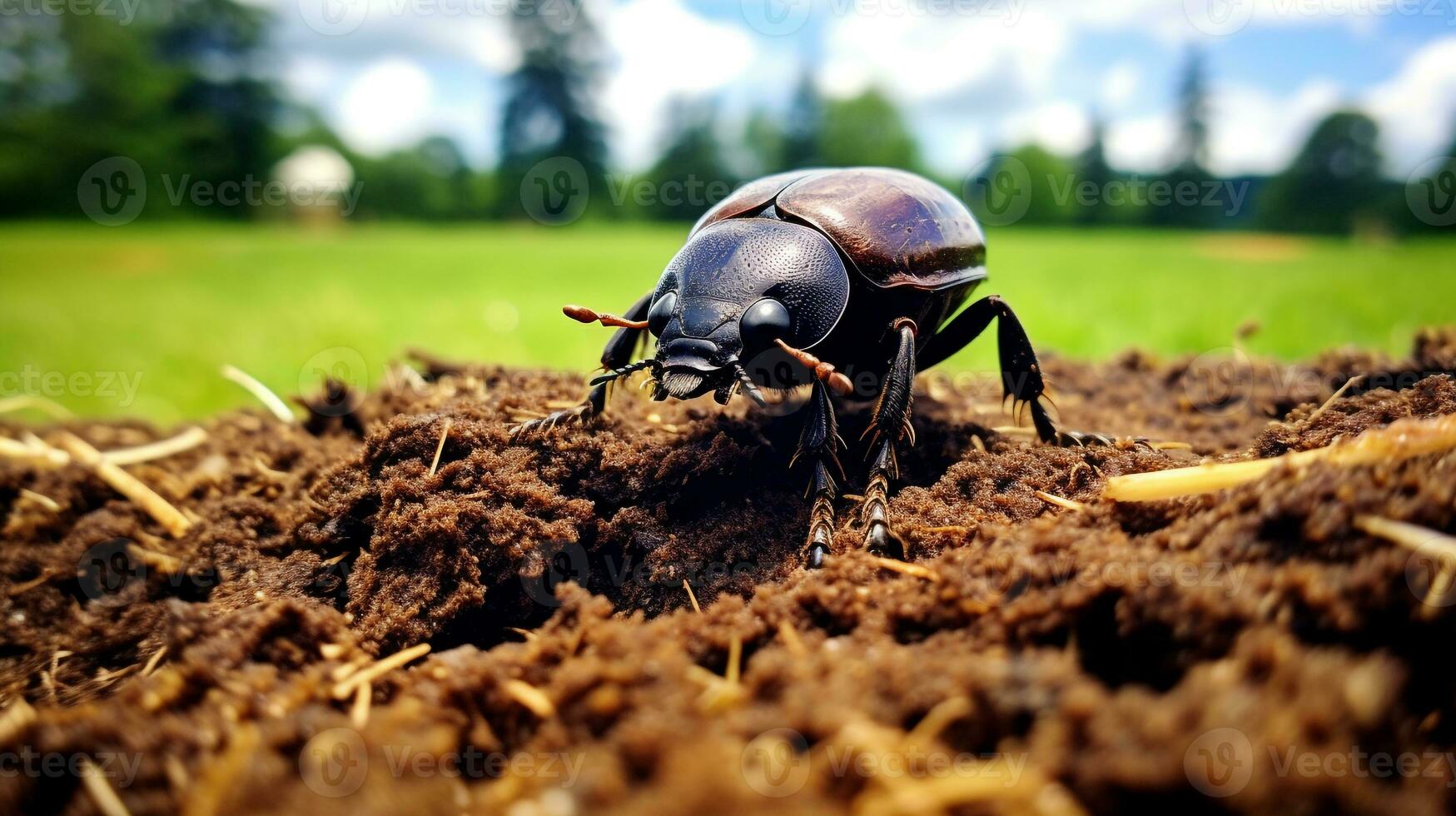 AI generated Photo of Dung Beetle on a ground. Generative AI