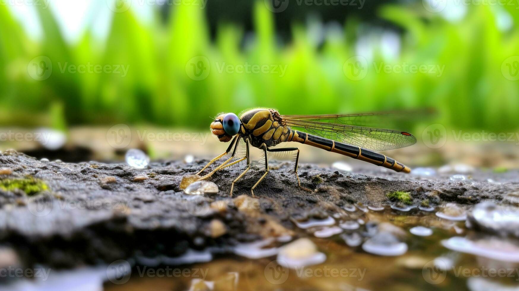 AI generated Photo of Damselfly on a ground. Generative AI