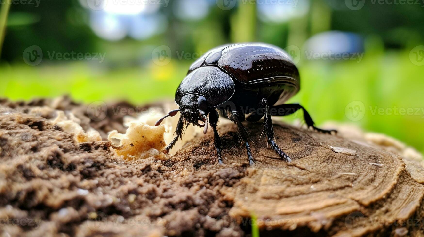AI generated Photo of Dung Beetle on a ground. Generative AI
