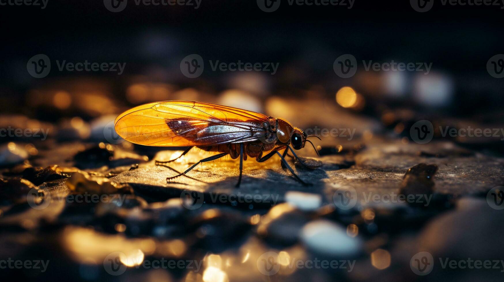 AI generated Photo of Firefly on a ground. Generative AI