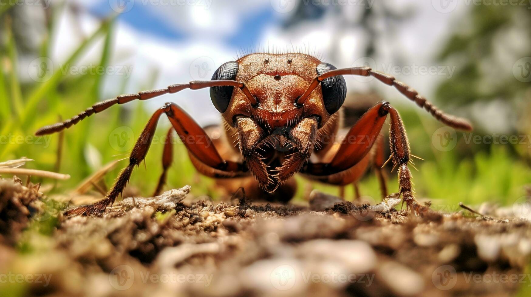 AI generated Photo of Bulldog Ant on a ground. Generative AI