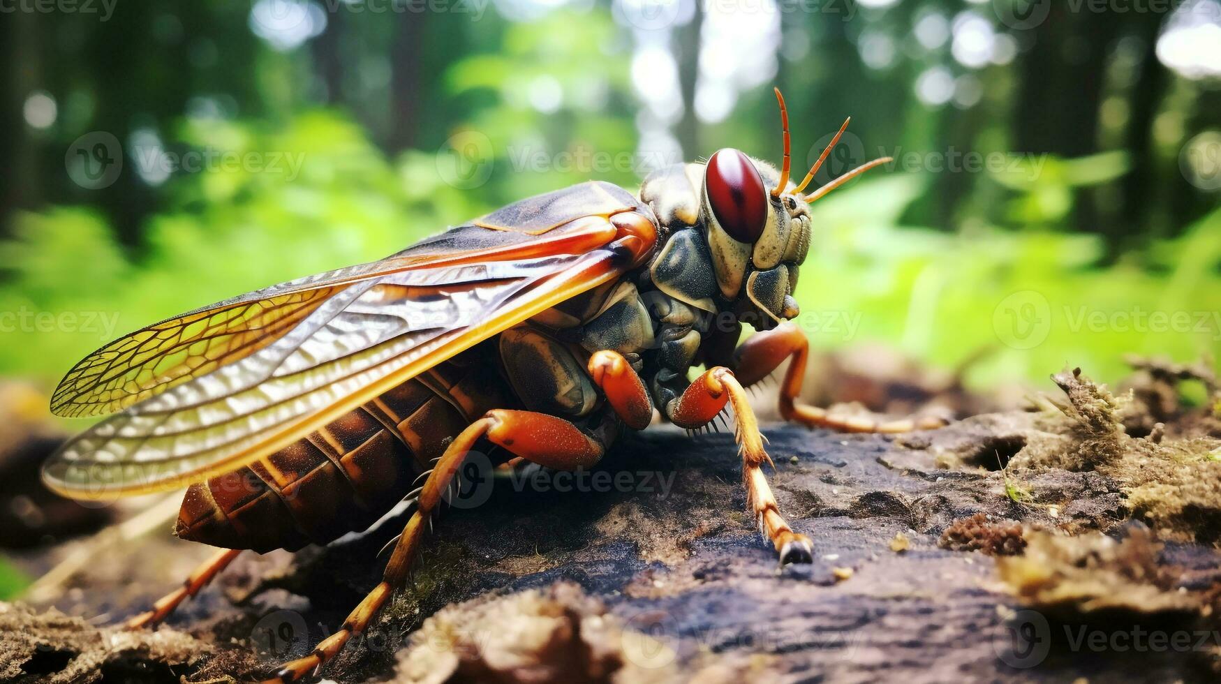 AI generated Photo of Cicada on a ground. Generative AI