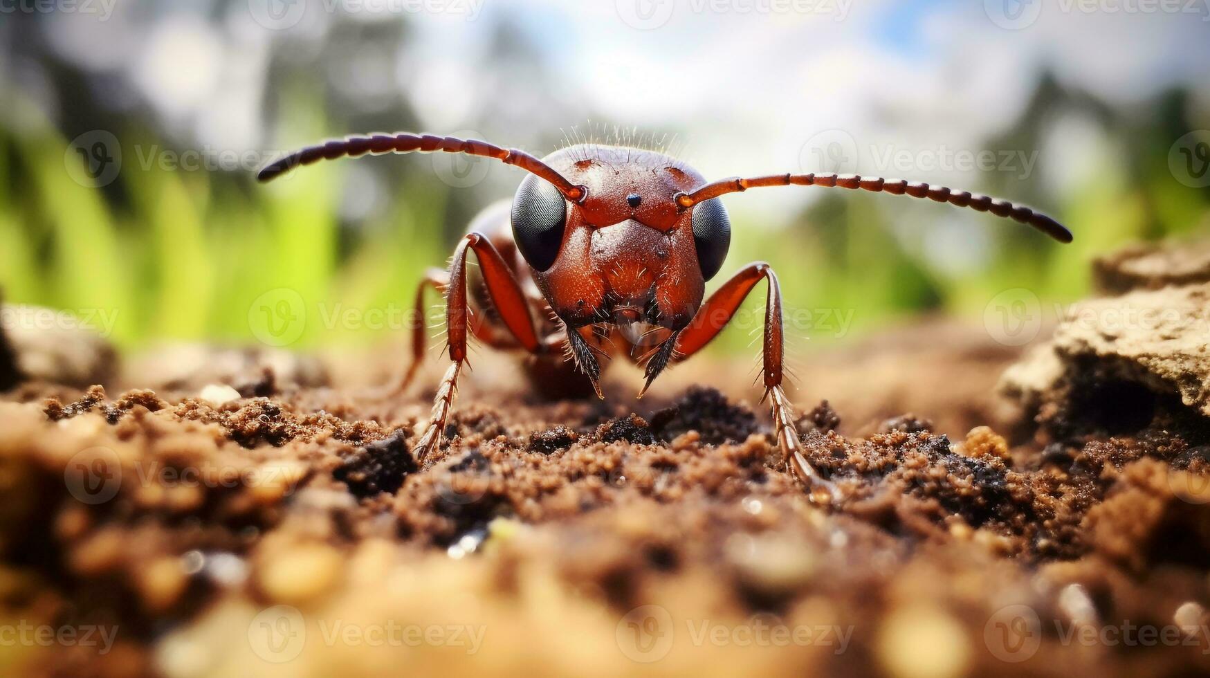 AI generated Photo of Bulldog Ant on a ground. Generative AI