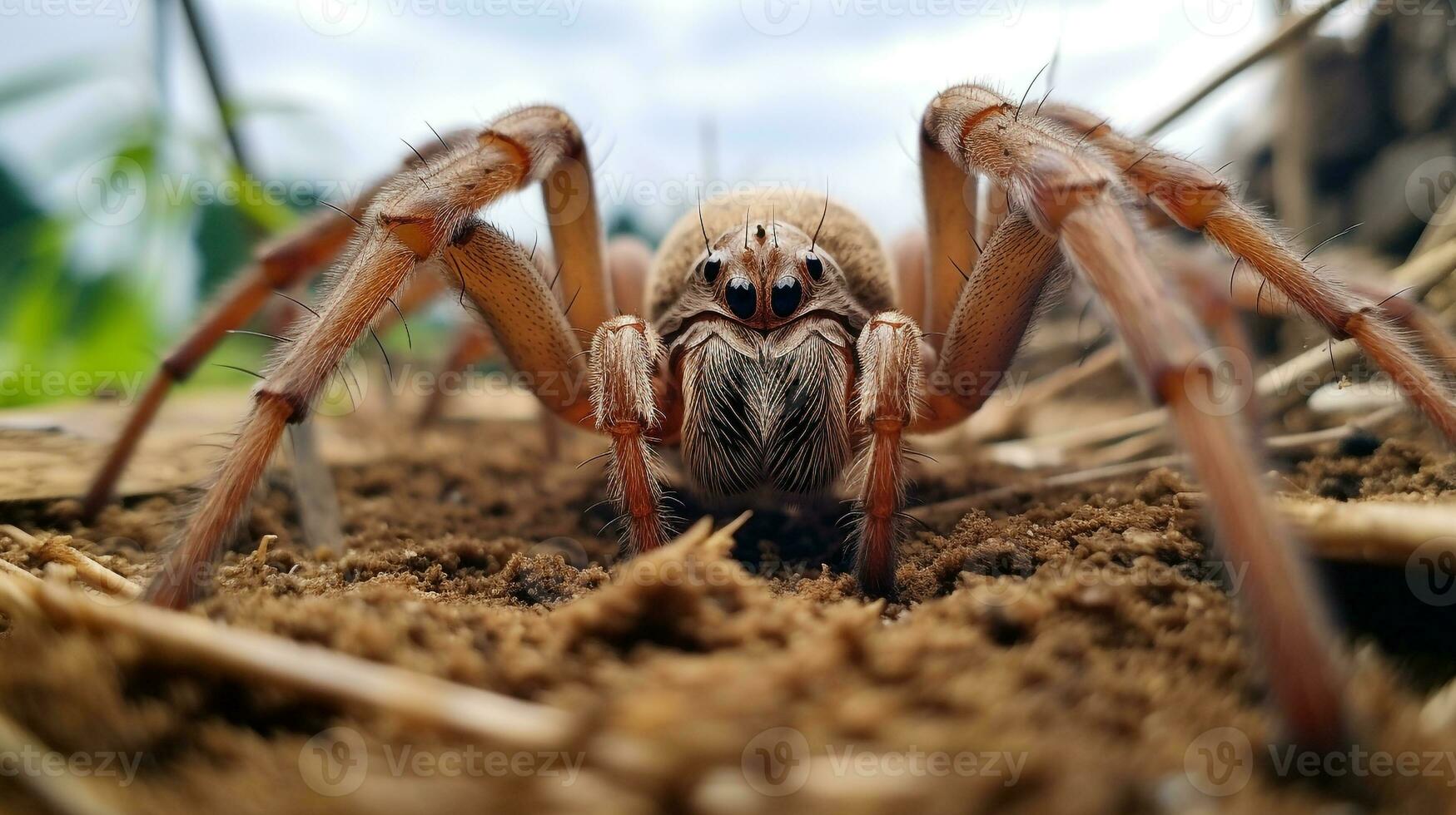 AI generated Photo of Brown Recluse Spider on a ground. Generative AI