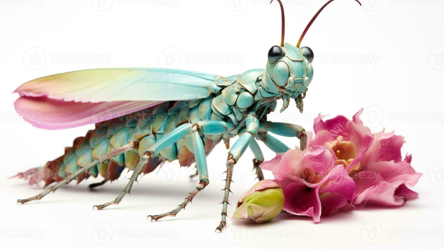 AI generated Photo of Spiny Flower Mantis isolated on white background. Generative AI