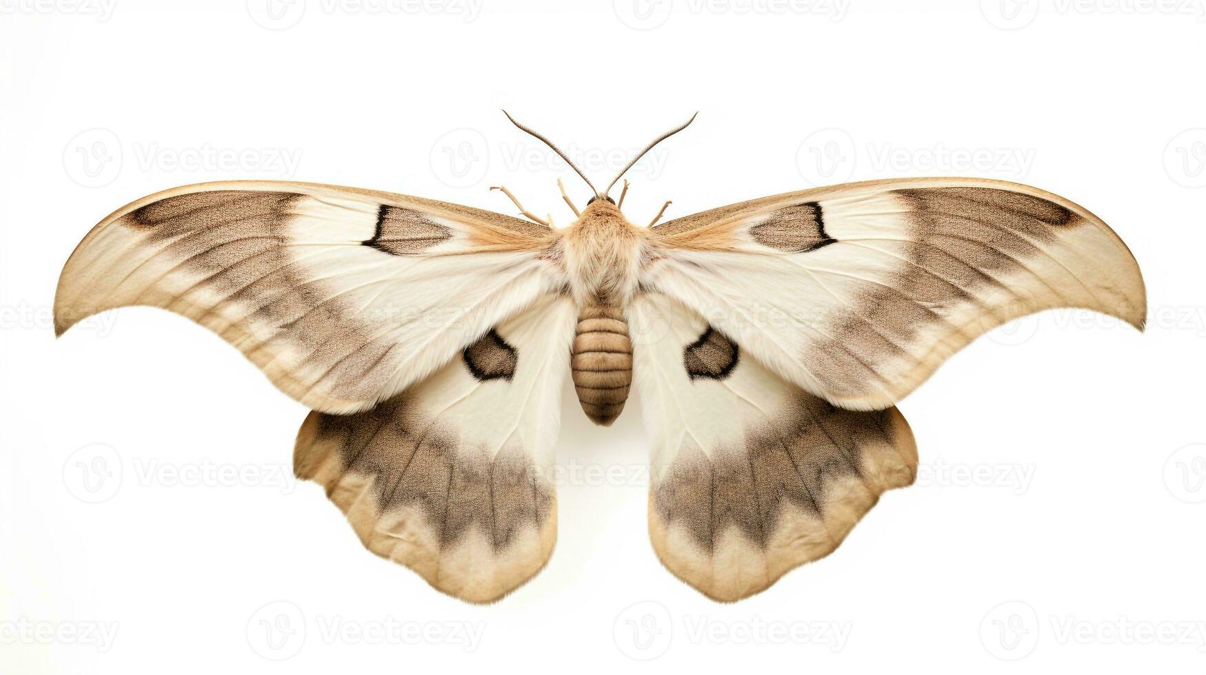 AI generated Photo of Oakworm Moth isolated on white background. Generative AI