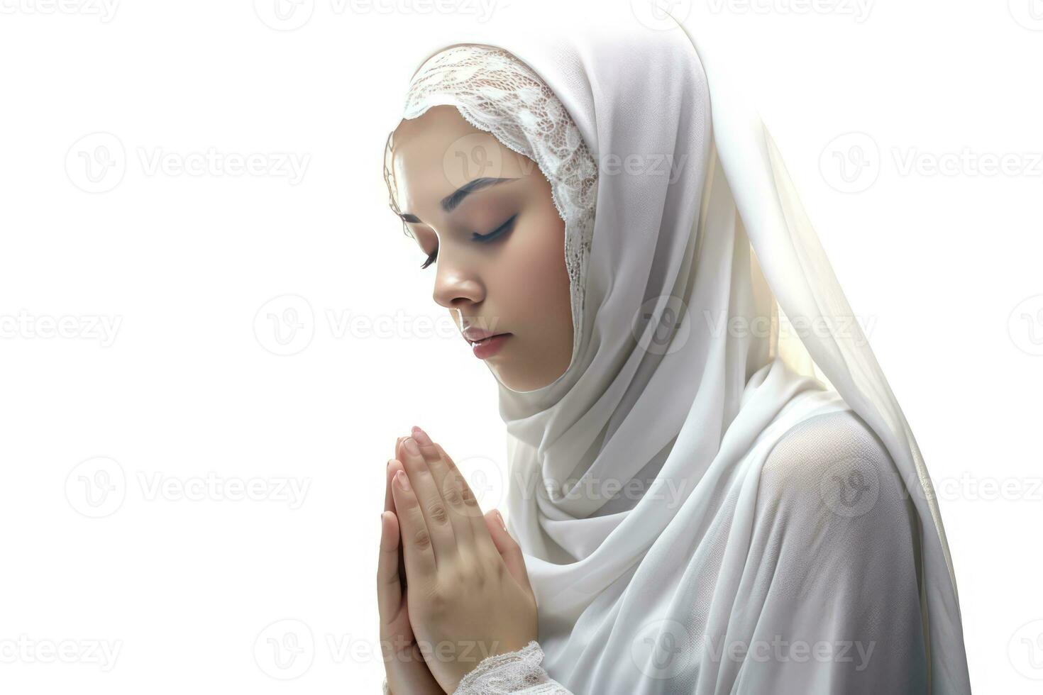 AI generated Diverse Praying woman with hands together photo