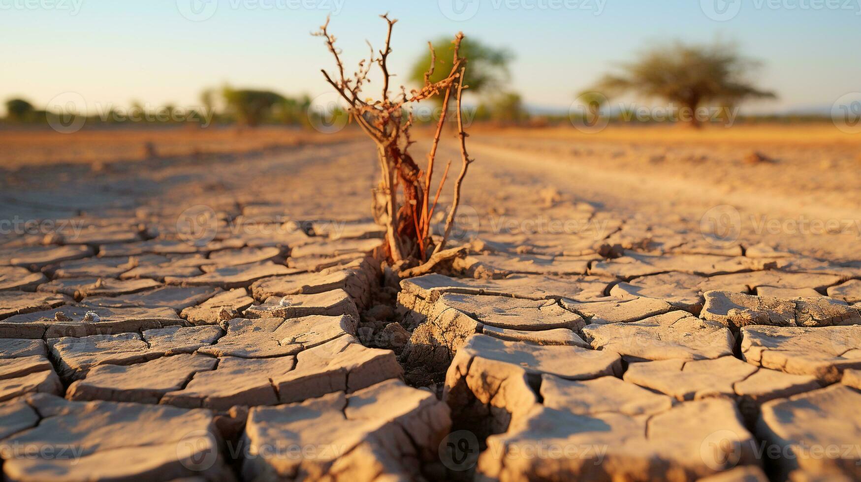 AI generated dry season, crack ground, global warning concept. Generative AI photo