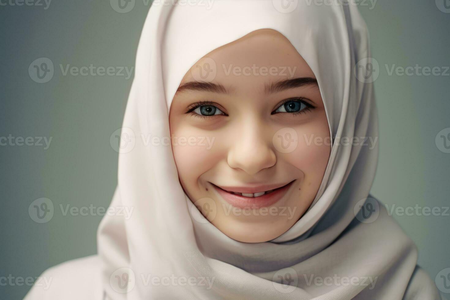 ai generado un sonriente musulmán mujer vistiendo un Pañuelo foto