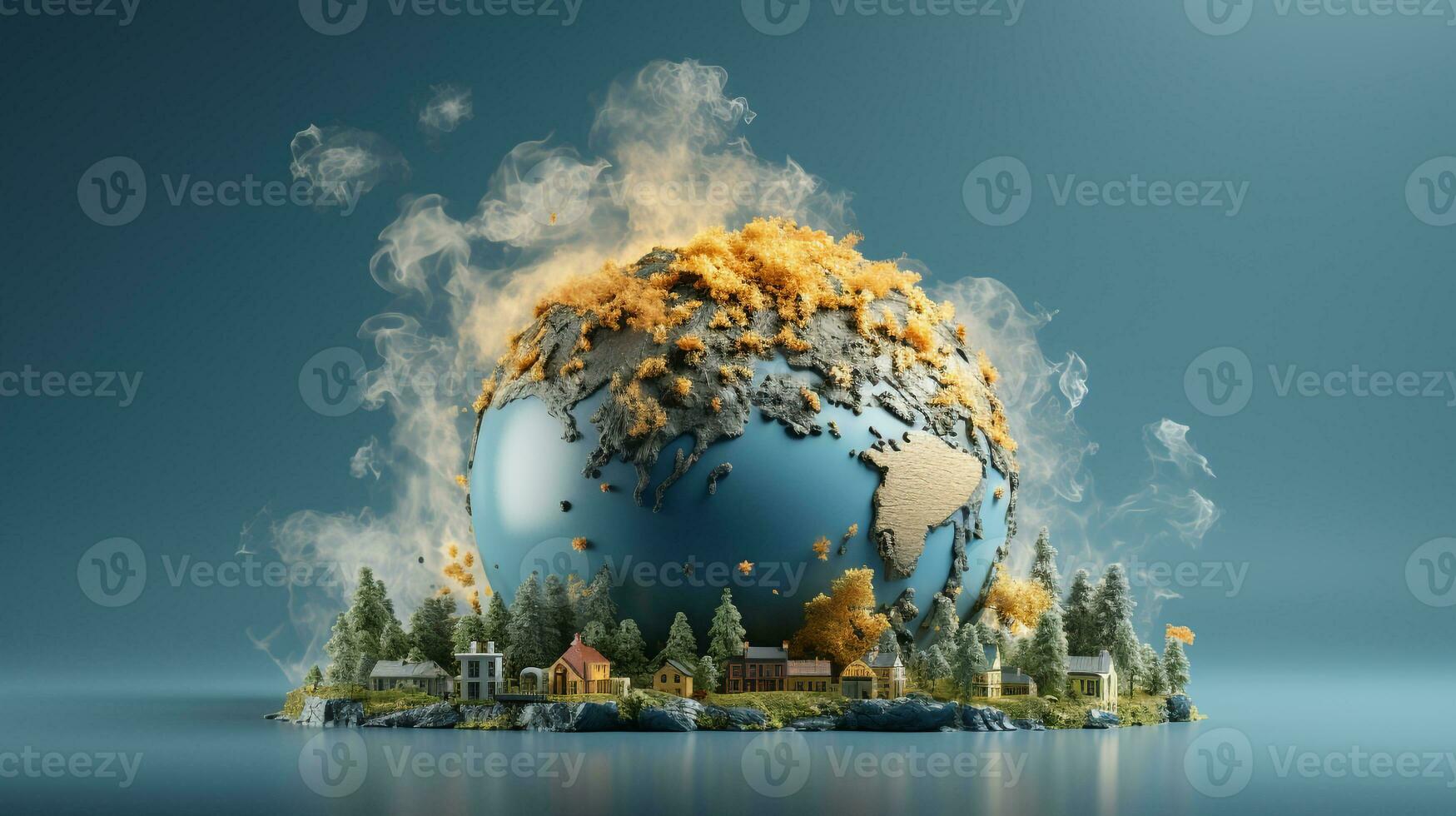 AI generated 3d illustration of global warming. Generative AI photo