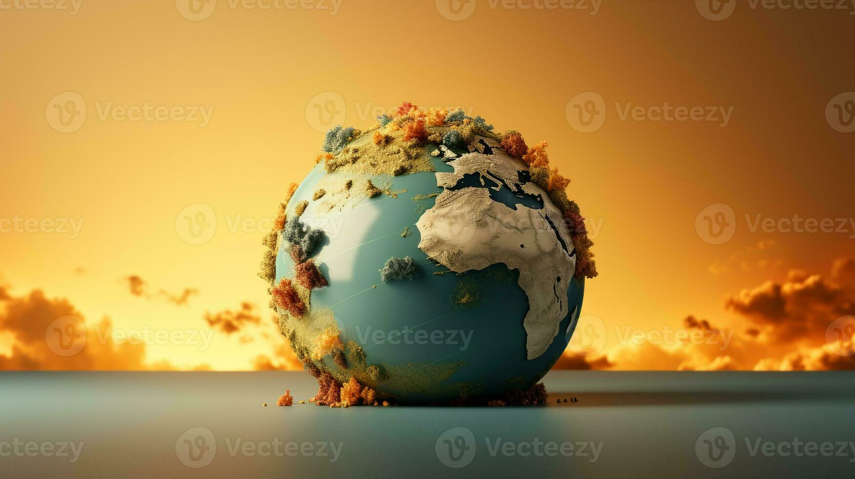 AI generated 3d illustration of global warming. Generative AI photo