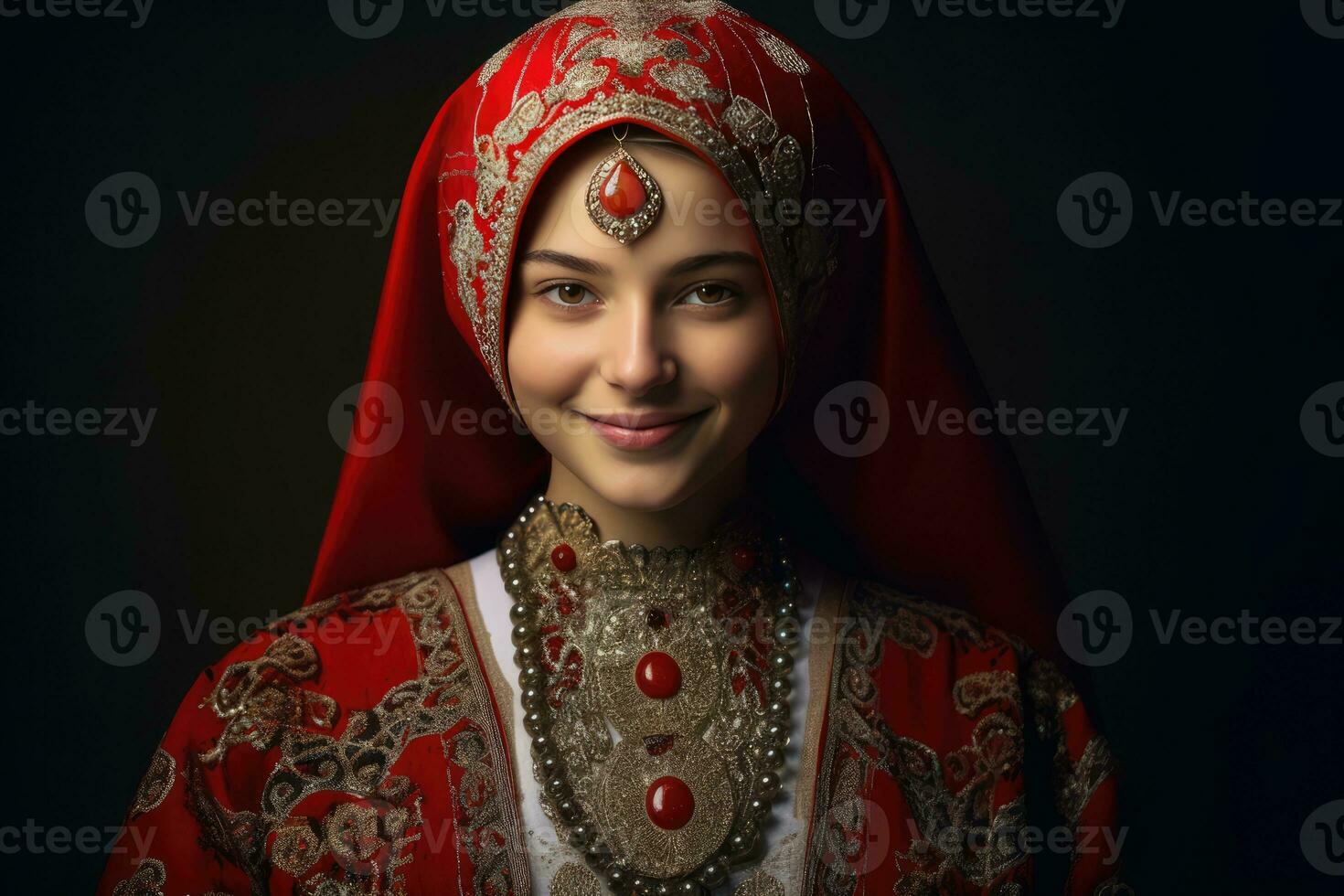 AI generated Ethnic woman wearing traditional headdress and clothing photo