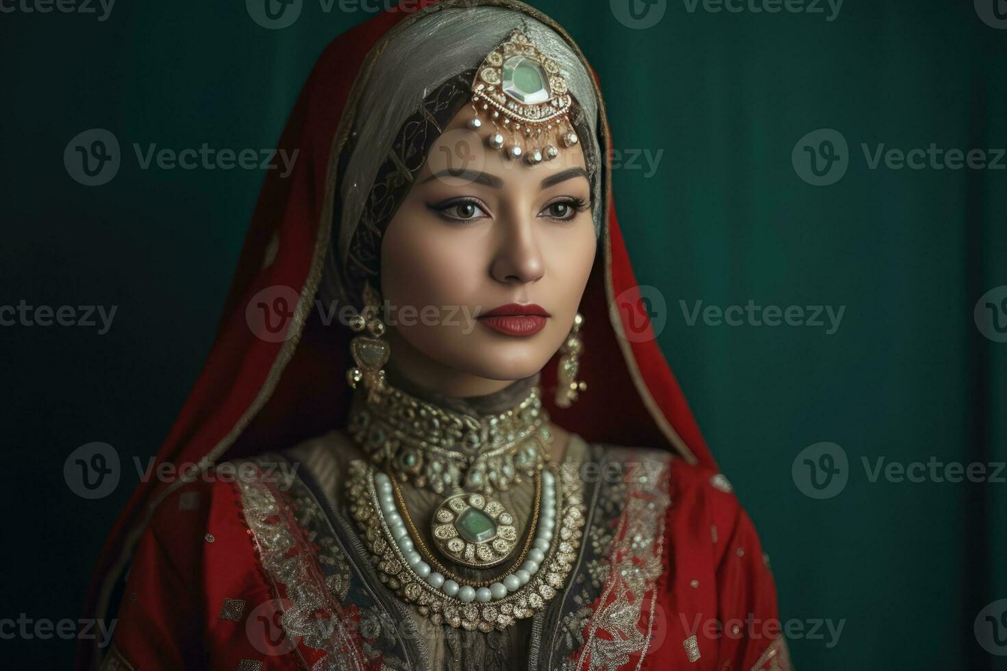 AI generated Elegant Indian Woman in Traditional Attire photo