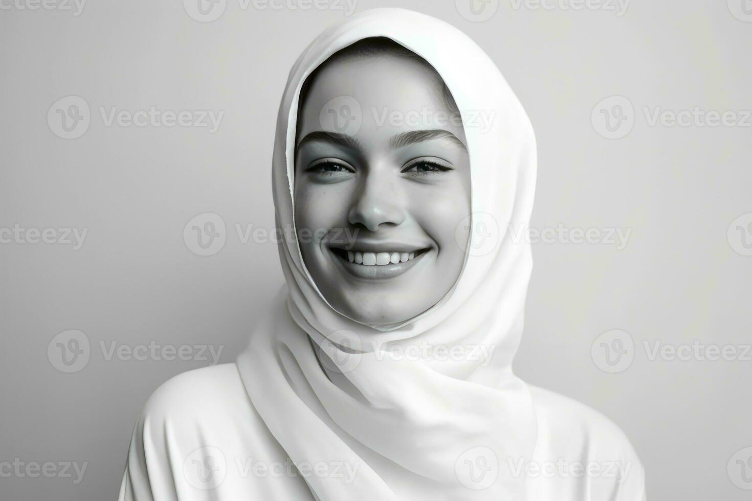 AI generated Beautiful Muslim woman wearing white headscarf photo