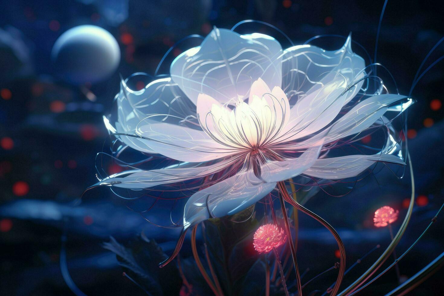 AI generated Glowing flower wallpaper, lose up of flower Ai generated photo