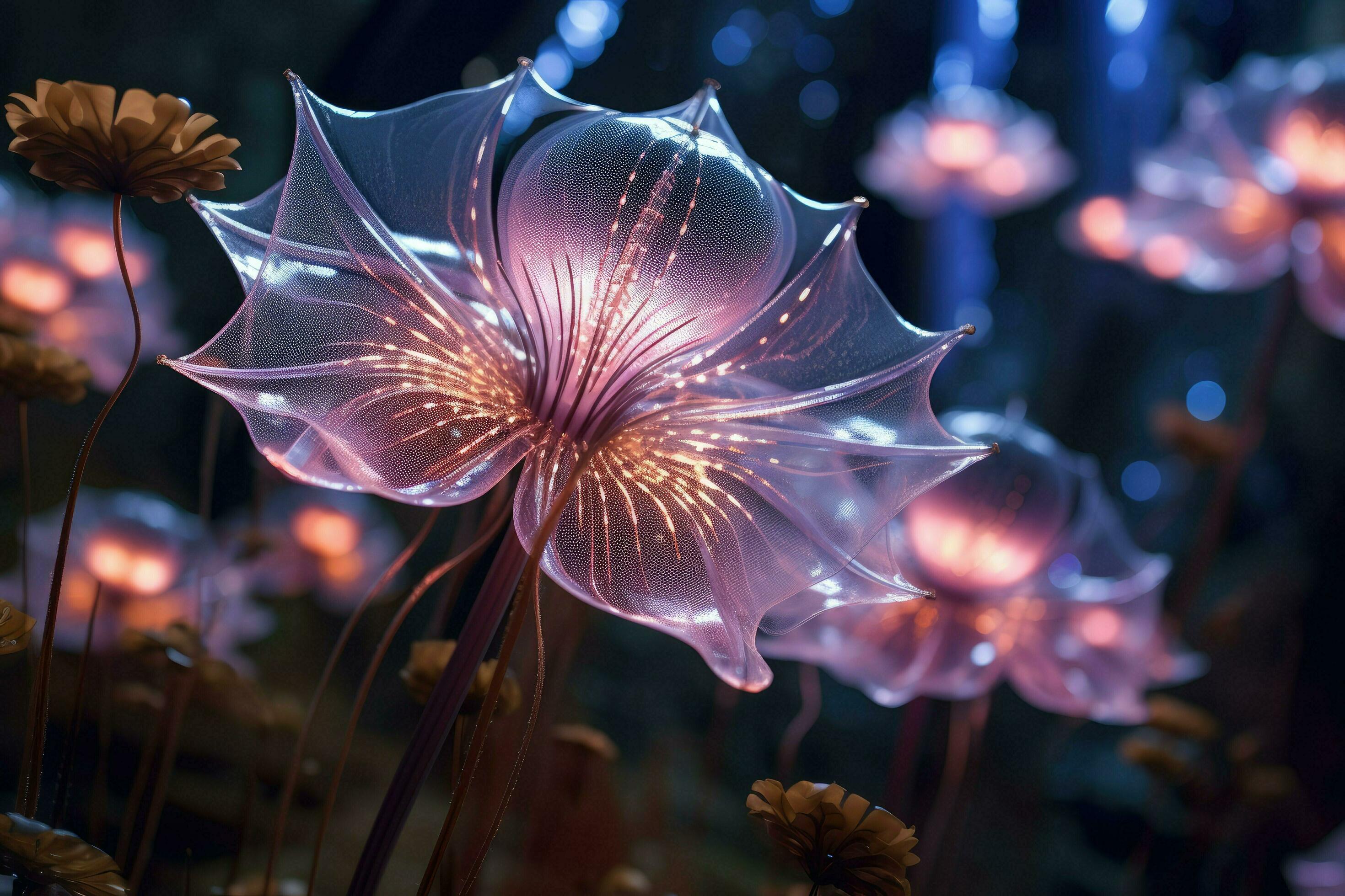 AI generated Glowing flower wallpaper, lose up of flower Ai generated