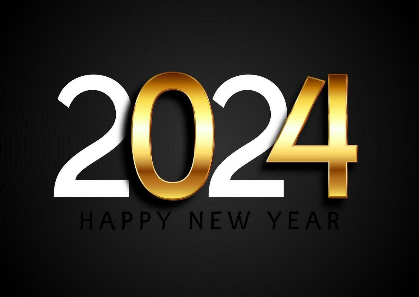 elegante contento nuevo año antecedentes con oro y blanco números diseño vector