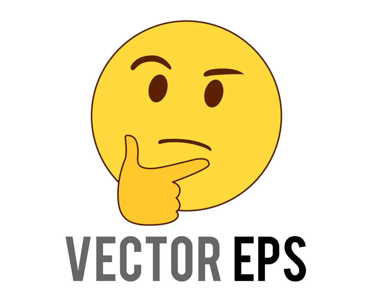 Yellow considering face with right hand flat icon vector