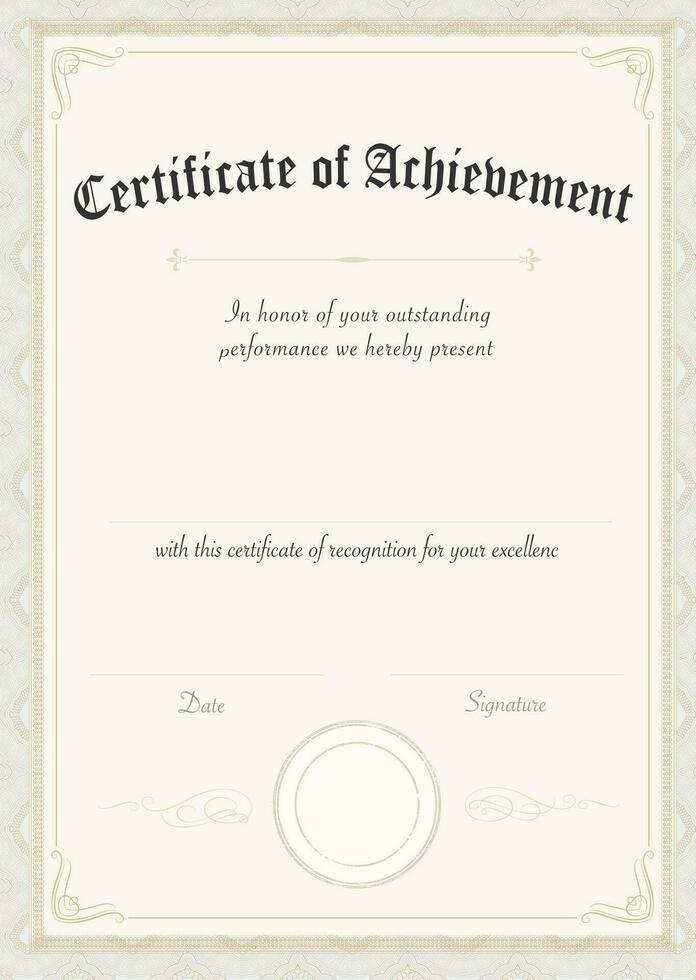 Brown classic certificate of achievement paper template vector